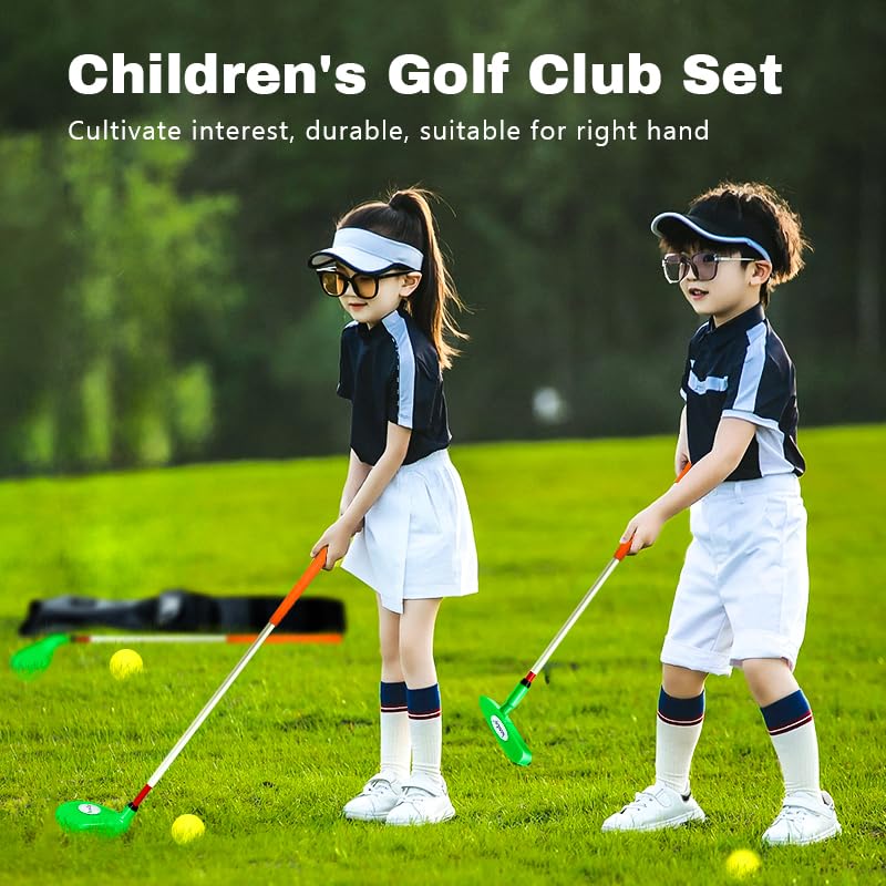 KONDAY Kids Golf Clubs Set Children Golf Set Yard Sports Tools Three Clubs with Carry Bag and Soft Balls (Green) - Image 4
